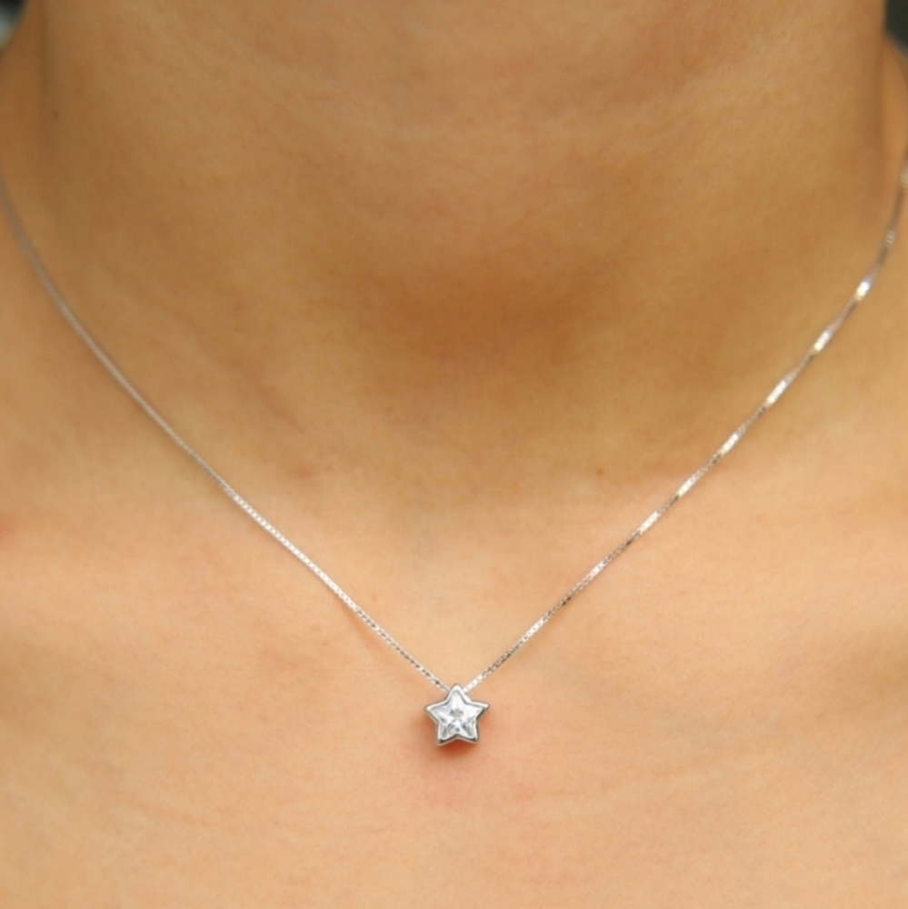 14kt YG Cubic Zirconia CZ Stone 16" Necklace - Picture 7 of 9
